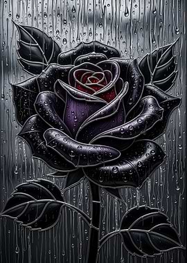 Black Rose Raindrops