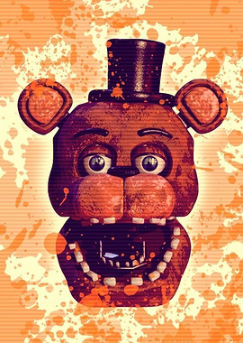 Freddy Fazbear Portrait with Splatter Background