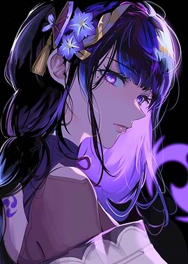 Girl with Purple Flowers