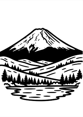 Black and White Mountain Landscape