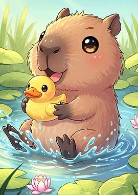 Cute Capybara Duck