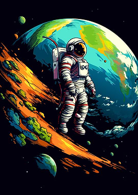 Astronaut in Space with Earth