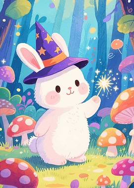 Cute Bunny Wizard Forest