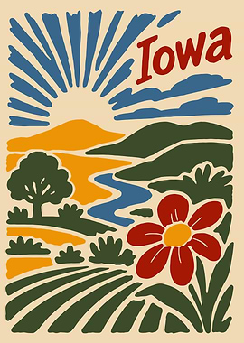 Iowa Landscape Illustration