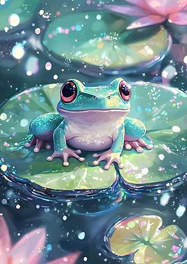 Frog on Lily Pad Animal