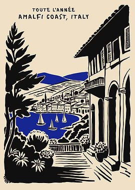 Amalfi Coast, Italy Travel Poster