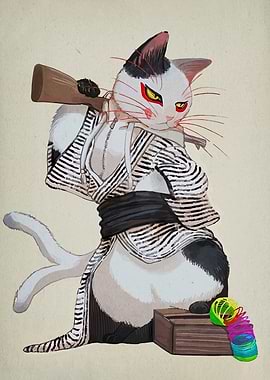 Samurai Cat with Rifle