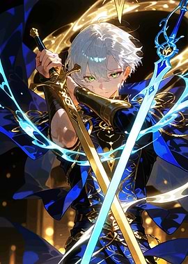 Anime Swordsman with Dual Blades