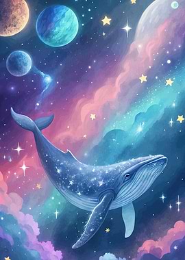 Whale Space Watercolor