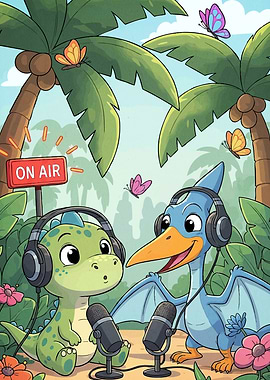 Dinosaur Podcast Cartoon