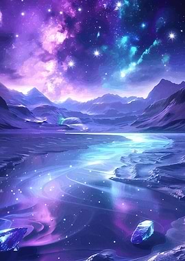 Cosmic Landscape Mountains Stars