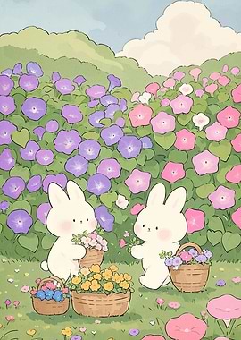 Bunnies Flower Garden