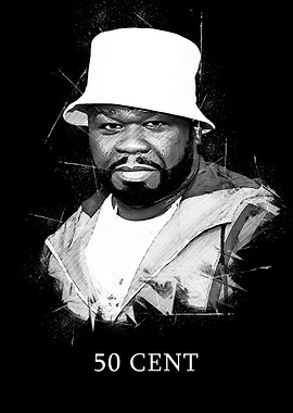 50 Cent Black and White Portrait