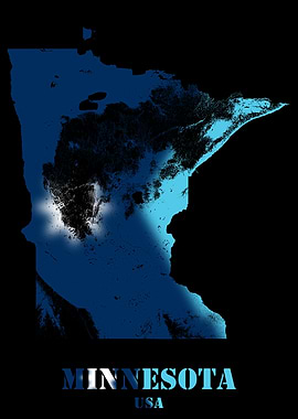 Minnesota USA State Topographic Contour Relief Map blending terrain features into its emblematic colorful flag