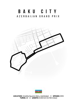 Baku City Azerbaijan Grand Prix Map