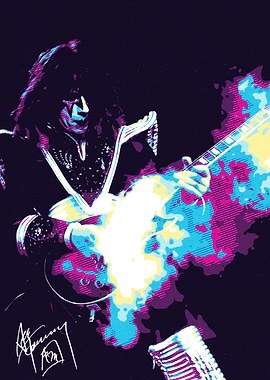 Ace Frehley Playing Guitar Pop Art