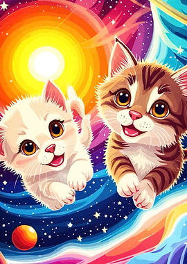 Kittens Space Cartoon