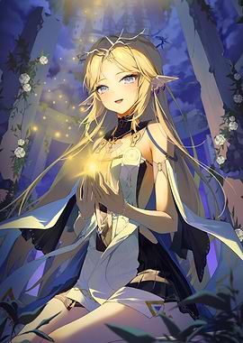 Blonde Elf Girl with Glowing Orb