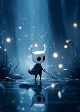Hollow Knight in a mystical forest