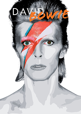David Bowie Portrait with Lightning Bolt