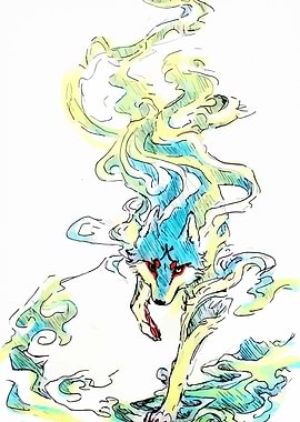 Mystical Wolf Spirit Illustration