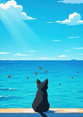 Cat butterflies by the sea