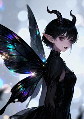 Dark Fairy with Horns and Wings