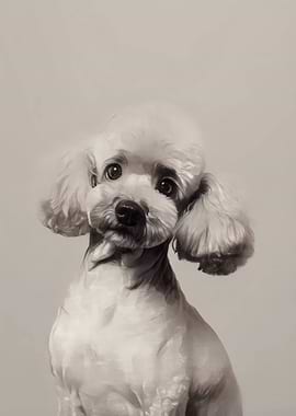 Poodle Portrait in Sepia Tones