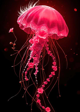 Floral Jellyfish Red