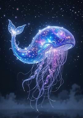 Celestial Whale Jellyfish Starry Space