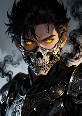 Anime Warrior with Skull Mask