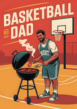 Basketball Dad BBQ Illustration