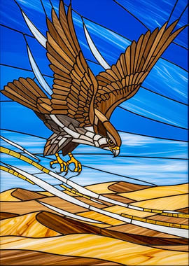 Falcon Hunting Stained Glass