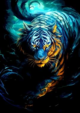 Blue Tiger Digital Art