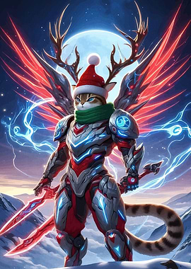 Armored Christmas Cat Warrior