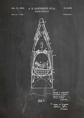 Space Vehicle Patent Blueprint, 1964