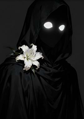 Cloaked Figure with Lily