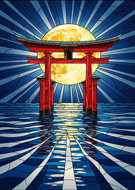 Torii Gate and Full Moon