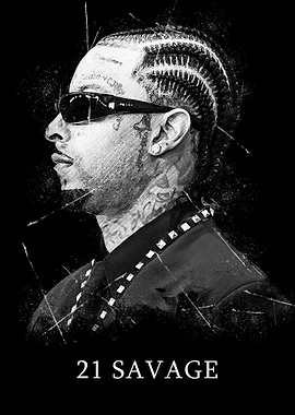 21 Savage Black and White Portrait
