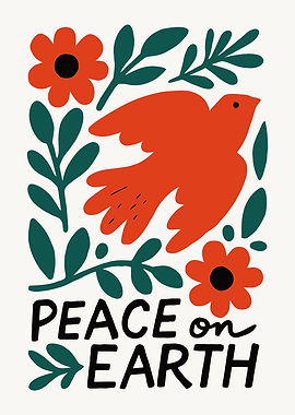Peace on Earth Floral Bird Art