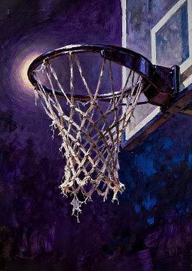 Basketball hoop painting at night