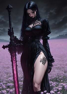 Gothic Warrior in Lavender Field