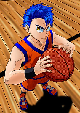 Anime Basketball Player with Ball