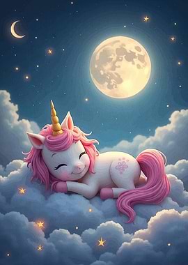 Sleeping Unicorn Clouds Night