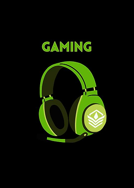 Green Gaming Headset on Black Background