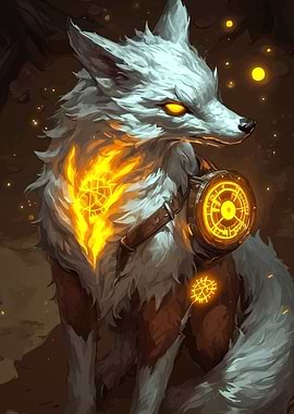 Mystical Fox Glowing Symbols