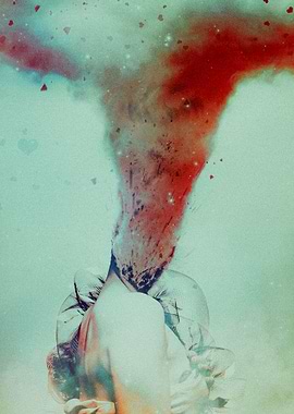 Abstract Figure with Red Cloud