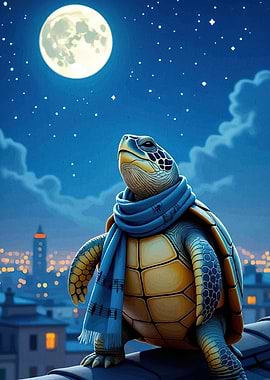 Turtle Scarf Under Moonlight