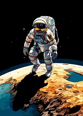 Astronaut on a planet surface