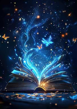 Magical Book Butterflies Stars